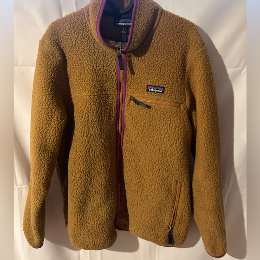 Patagonia Tan Fleece with Purple Trim